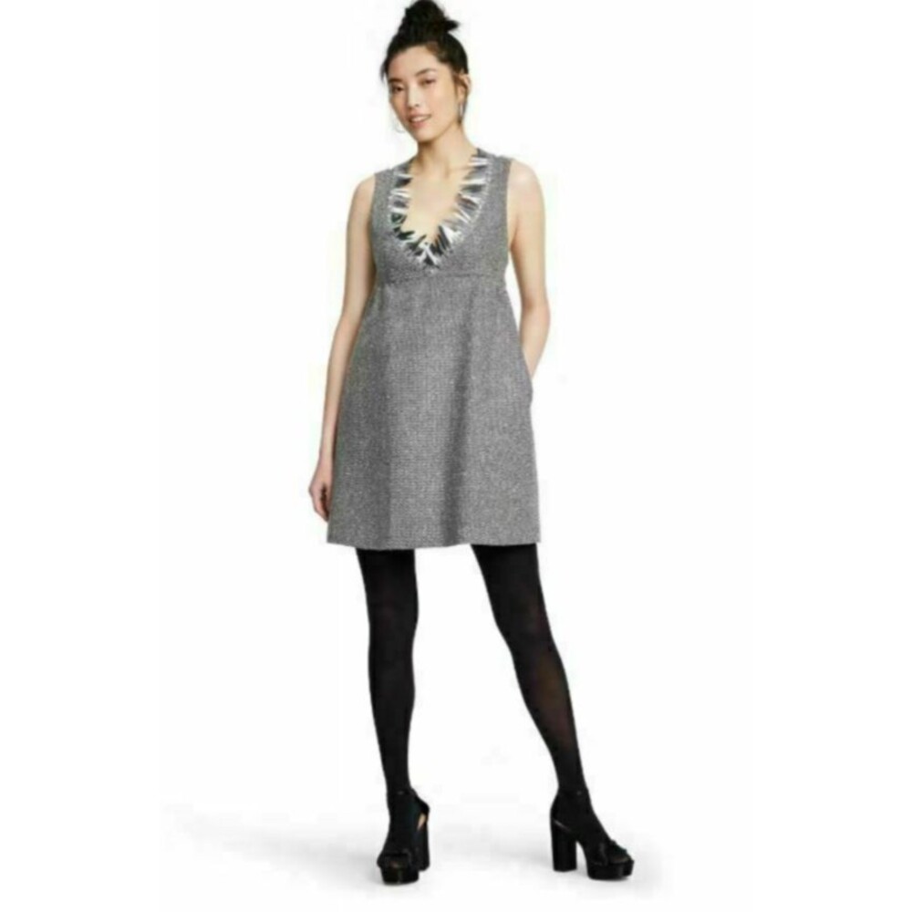 Anna Sui for Target Womens Tweed Embellished Pinafore Jumper Dress size S Preppy